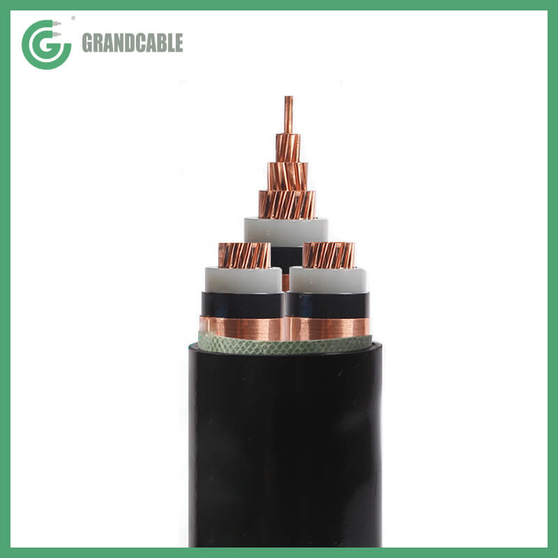 Cable de alimentación de cobre XLPE de 3 núcleos y 11kV 3x185mm2